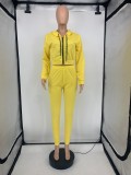 Casual Sports Solid Zipper Hoodie 2 Piece Suits GLF-10028