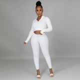 Solid Long Sleeve Two Piece Pants Set TE-4333