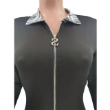 Casual Long Sleeve Zipper Jumpsuit TK-6199