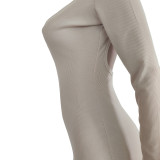 Solid Ribbed Backless High Split Slim Maxi Dress TR-1176