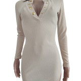 Solid Ribbed Backless High Split Slim Maxi Dress TR-1176