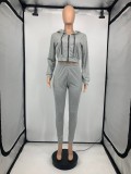 Casual Sports Solid Zipper Hoodie 2 Piece Suits GLF-10028