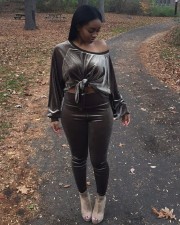 Sexy Velvet Long Sleeve 2 Piece Pants Set MAE-2123