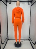 Casual Sports Solid Zipper Hoodie 2 Piece Suits GLF-10028