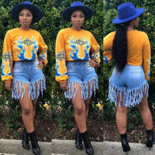 Casual Printed Long Sleeve O Neck Sweatshirt Top GLF-10046