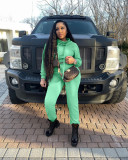Solid Hooded Pile Collar Long Sleeve 2 Piece Pants Set FSL-F126