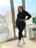 Solid Hooded Long Sleeve Two Piece Pants Set MIL-L269