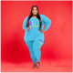 Plus Size Letter Print V Neck Long Sleeve 2 Piece Pants Set WAF-77277