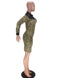 Sexy Printed Mesh Patchwork Long Sleeve Dress LM-8284