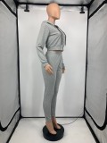 Casual Sports Solid Zipper Hoodie 2 Piece Suits GLF-10028