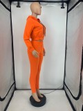 Casual Sports Solid Zipper Hoodie 2 Piece Suits GLF-10028