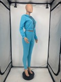 Casual Sports Solid Zipper Hoodie 2 Piece Suits GLF-10028