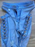 Denim Sexy Lace-Up Hollow Out Skinny Jeans Pants YYF-6620