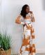 Casual Printed Long Sleeve Top Wide Leg Pants 2 Piece Suits QY-5261