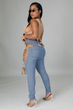 Denim Sexy Lace-Up Hollow Out Skinny Jeans Pants YYF-6620