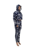 Casual Printed Hooded Long Sleeve 2 Piece Pants Set ZDF-31166