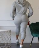 Casual Hooded Hole Hollow Long Sleeve 2 Piece Suits HMS-5509