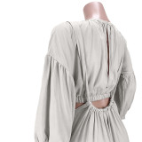 Solid Long Sleeve Top And Strap Wide Leg Pants 2 Piece Sets ASL-6511