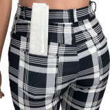 Casual Plaid Flared Stacked Pants YH-5243