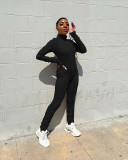 Casual Solid Long Sleeve Zipper Stracked Jumpsuit NYF-8086