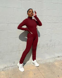 Casual Solid Long Sleeve Zipper Stracked Jumpsuit NYF-8086