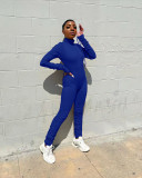 Casual Solid Long Sleeve Zipper Stracked Jumpsuit NYF-8086