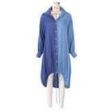Casual Loose Long Sleeve Drawstring Shirt Dress ZSD-0422
