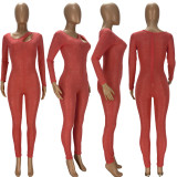 Sexy Solid Long Sleeve Slim Jumpsuit LDS-3292