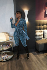 Leopard Flare Sleeve Two Piece Pants Set BLX-8229