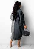 Casual Loose Long Sleeve Drawstring Shirt Dress ZSD-0422