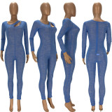 Sexy Solid Long Sleeve Slim Jumpsuit LDS-3292