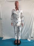 Casual Printed Long Sleeve Coat And Pants 2 Piece Suits OMY-80051