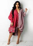 Casual Loose Long Sleeve Drawstring Shirt Dress ZSD-0422