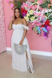 Sexy Solid Sleeveless High Waist Split Maxi Dress AIL-AL158