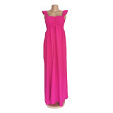 Sexy Solid Sleeveless High Waist Split Maxi Dress AIL-AL158