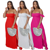 Sexy Solid Sleeveless High Waist Split Maxi Dress AIL-AL158
