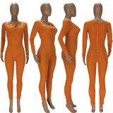 Sexy Solid Long Sleeve Slim Jumpsuit LDS-3292