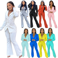 Solid Notched Neck Two Piece Blazer Suits OY-6221