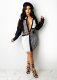 Houndstooth Print Patchwork Long Sleeve Shirt Dress ZSD-0425