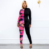 Plus Size Printed Long Sleeve Casual Jumpsuit WPF-80358