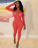 Sexy Solid Long Sleeve Slim Jumpsuit LDS-3292