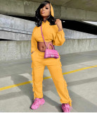 Casual Loose Hoodie Tassel Pants Two Piece Suits YMEF-5038