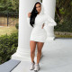 Casual Solid Hooded Long Sleeve Mini Dress QSF-51048