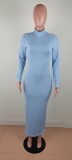Solid Sexy Backless Long Sleeve Maxi Dress BN-9303