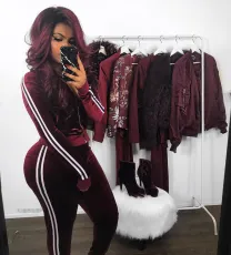 Casual Velvet Long Sleeve Zipper Two Piece Pants Set LSL-6475