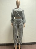 Casual Loose Hoodie Tassel Pants Two Piece Suits YMEF-5038