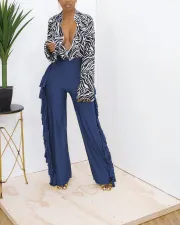 Solid Tassel Mid-Waist Wide Leg Pants MTY-6538-K