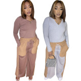 Casual Long Sleeve Loose Pants Two Piece Suits LS-0362