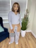 Casual Long Sleeve Loose Pants Two Piece Suits LS-0362