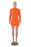 Sexy Velvet Mesh Patchwork Long Sleeve Club Dress MZ-0141